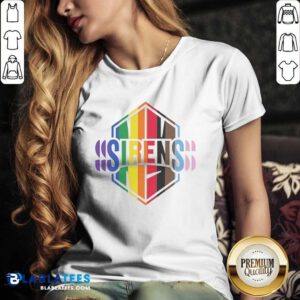 Awesome New York Sirens Pride LGBTQ Rainbow Flag v neck optimized for showcasing vibrant colors and details