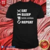 Pretty Eat Sleep Sign Anna Repeat shirt optimized showing a comfortable unisex crew neck tee in white