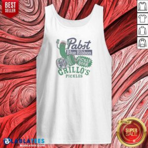 Pretty Grillos Pickles Pabst Blue Ribbon Pickle Beer Logo Tank Top