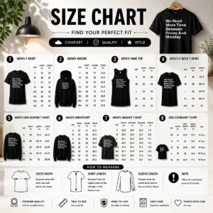 Size chart for Awesome Good Need Time Geek showing measurements in inches and cm for accurate sizing