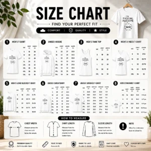 Size chart for Awesome Happy I'M Fing Awesome with measurements in inches and cm