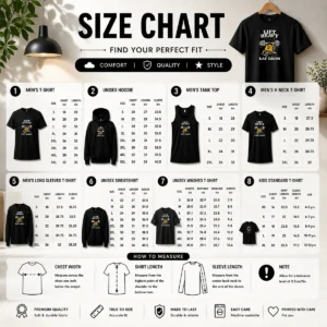 Size chart for Awesome Lift Heavy Eat Tacos shirt with measurements in inches and cm