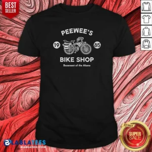 Awesome Peewee'S Bike Shop 1985 Basement Of The Alamo Pee Wee'S Big Adventure shirt optimized on a classic crew neck short sleeve tee