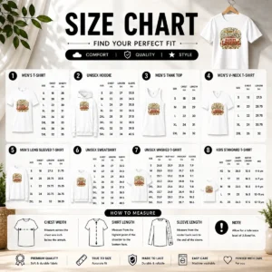 Size chart for Hot Grandparents Day Legendary Roots Western Vintage with measurements in inches and cm