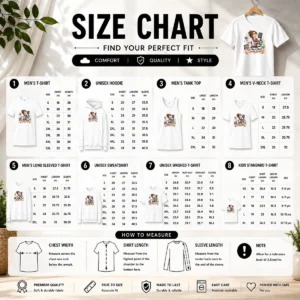 Size chart for Nice Humorous Watercolor First Day Of School Teacher For Woman showing measurements in inches and centimeters