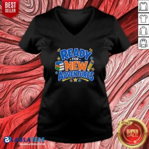 Official Back To School Excitement Ready For New Adventures Silhouett V-Neck Shirt