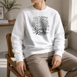Original Back To School Ready To Rule Line Art Students Sweater