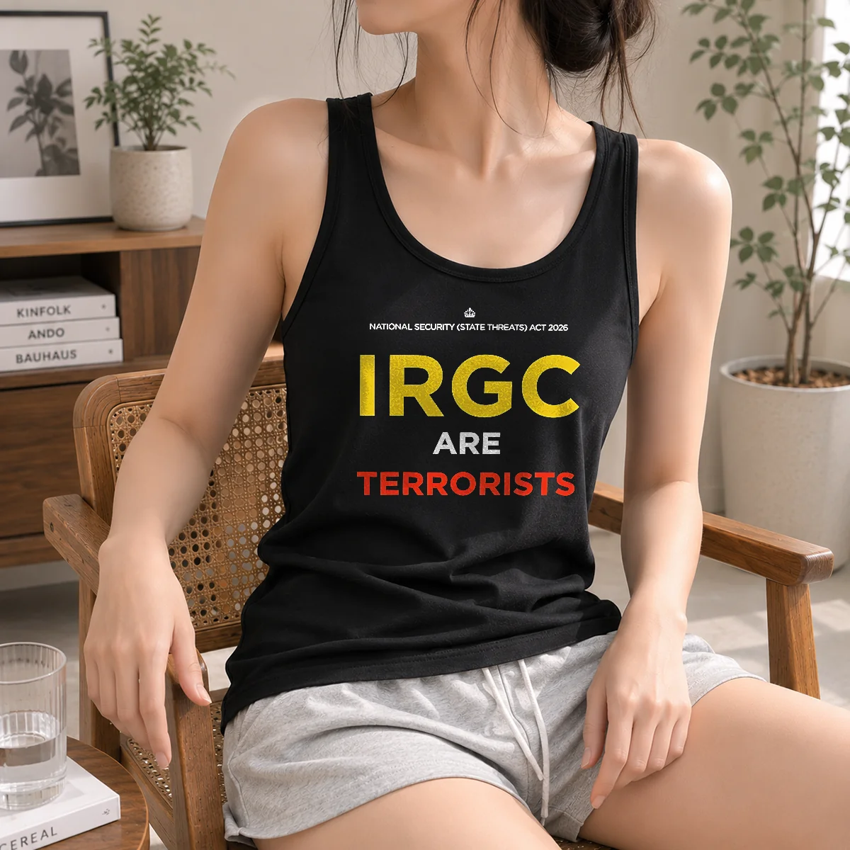 Premium Awesome IRGC Are Terrorists National Security State Threats Act 2026 printed on a sleeveless tank top
