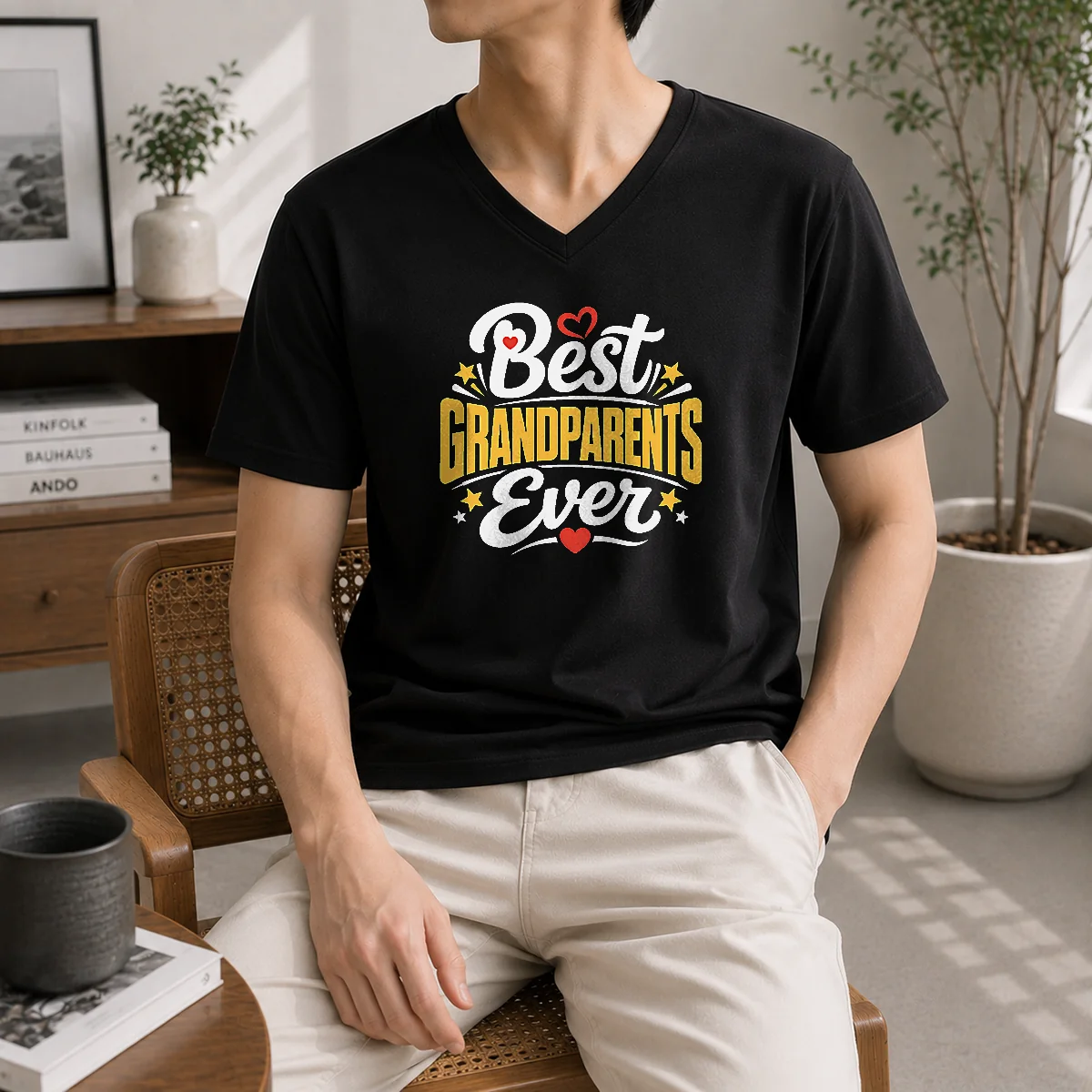 Premium Best Grandparents Ever Silhouette V-Neck Shirt Premium Best Grandparents Ever Silhouette V-Neck Shirt