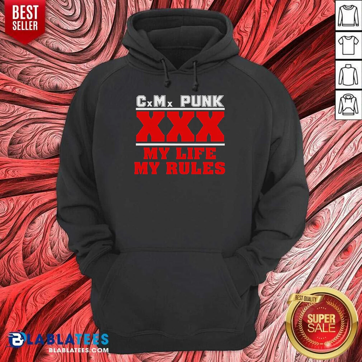 Premium Hot Straight Edge Hardcore CM Punk XXX My Life My Rules Hoodie