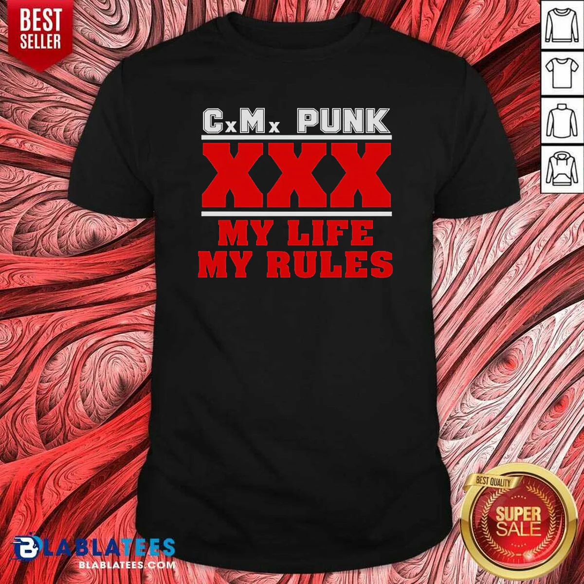 Premium Hot Straight Edge Hardcore CM Punk XXX My Life My Rules shirt optimized for perfect fit and comfort
