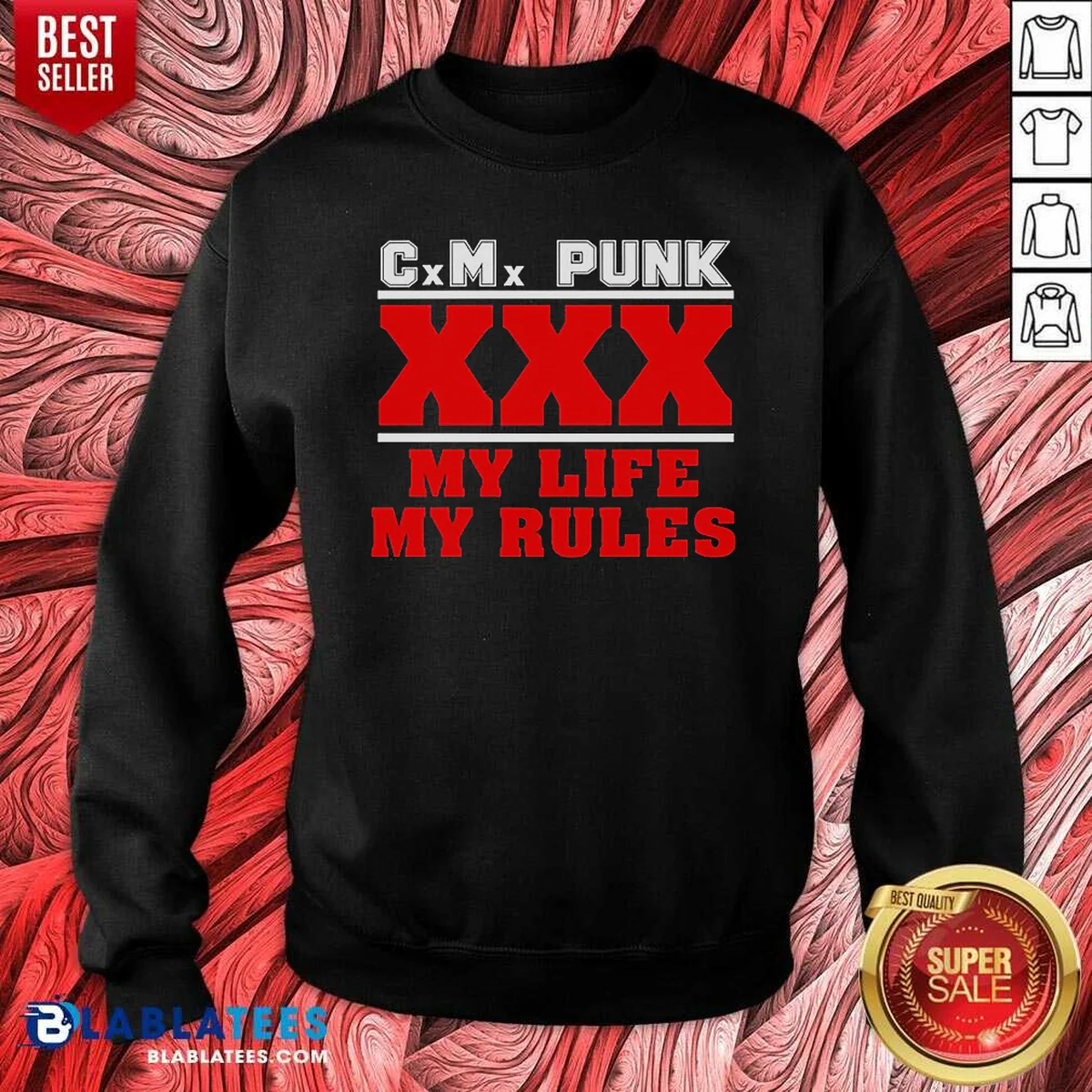 Premium Hot Straight Edge Hardcore CM Punk XXX My Life My Rules Sweatshirt optimized for comfort and fit