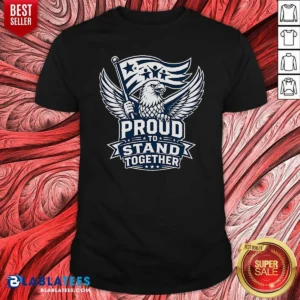 Premium Proud To Stand Together Eagle Line Art shirt optimized on a classic crew neck cotton tee in white