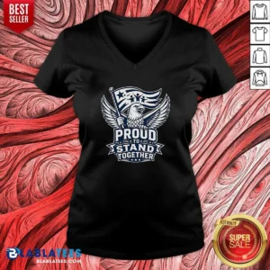 Premium Proud To Stand Together Eagle Line Art V Neck Shirt v neck optimized on a fitted short sleeve garment