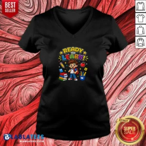 Pretty Back To School Ready To Learn Pixel V-Neck Shirt