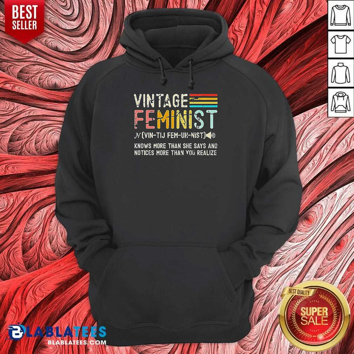 Pretty Vintage Feminist Knows More Than She Says Hoodie