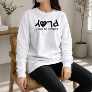 Top Comme Des GarçOns Play Logo Fashion Long Sleeve Shirt