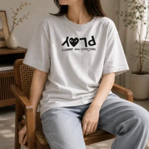 Top Comme Des GarçOns Play Logo Fashion Washed T-Shirt