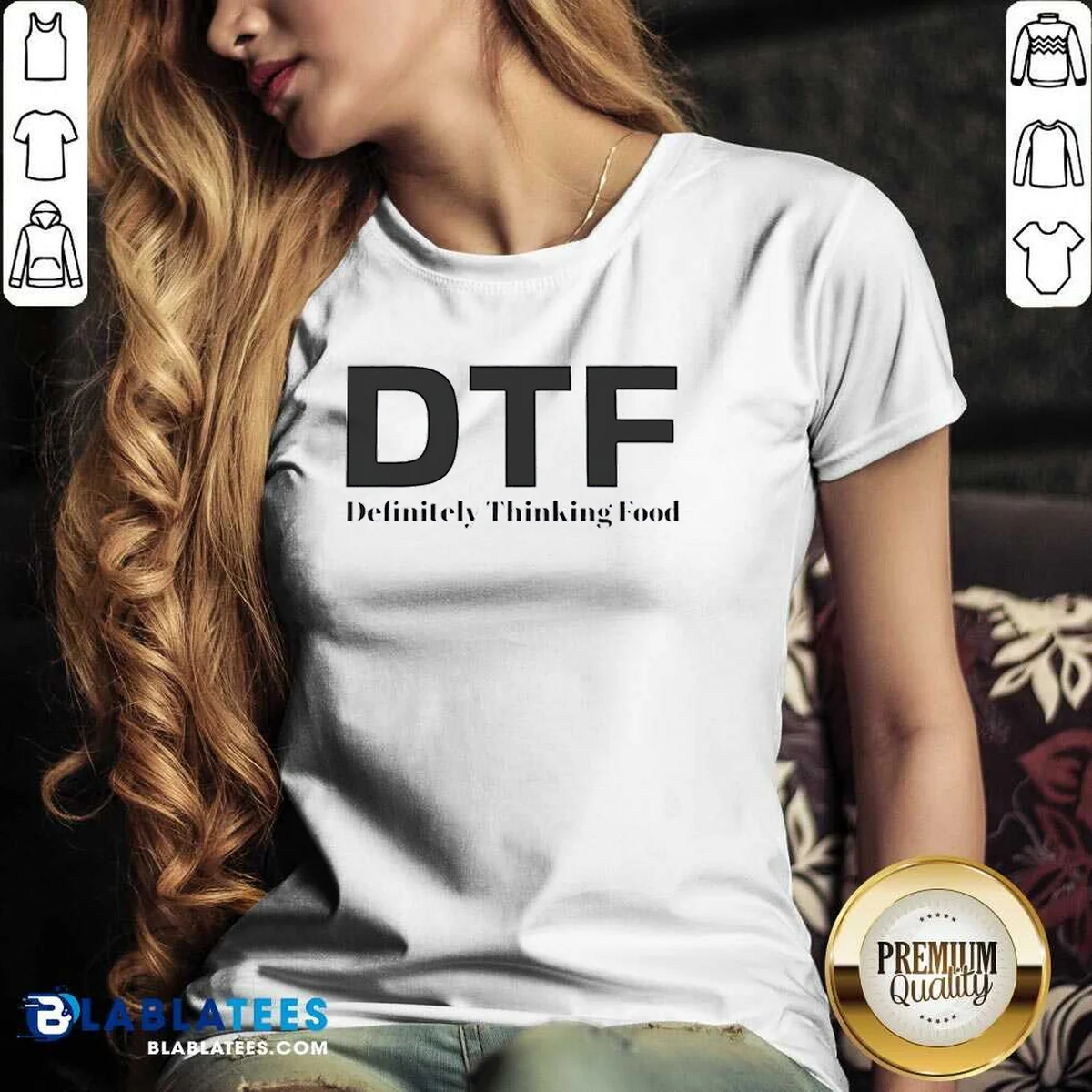 Top DTF Definitely Thinking Food Foodie V-Neck Shirt Top DTF Definitely Thinking Food Foodie V-Neck Shirt