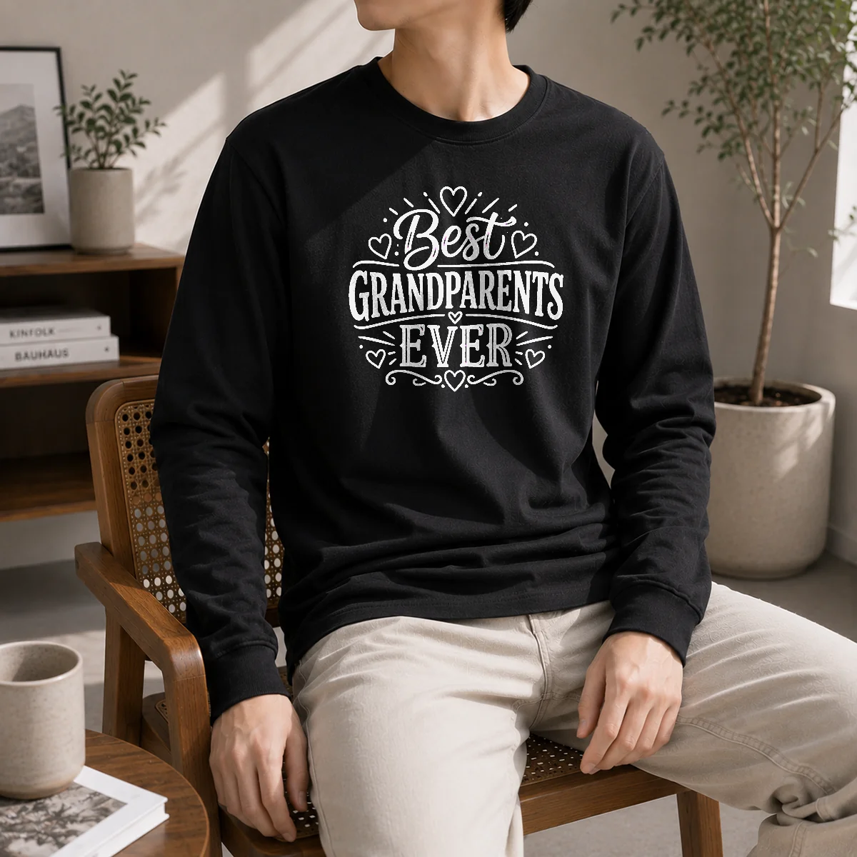 Top Funny Best Grandparents Ever Line Art Long Sleeve Shirt