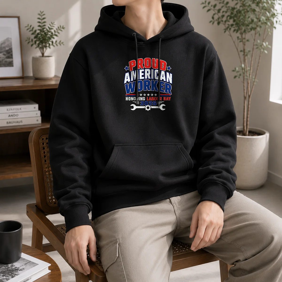 Awesome Pretty Labour Day Proud American Worker Typography Hoodie