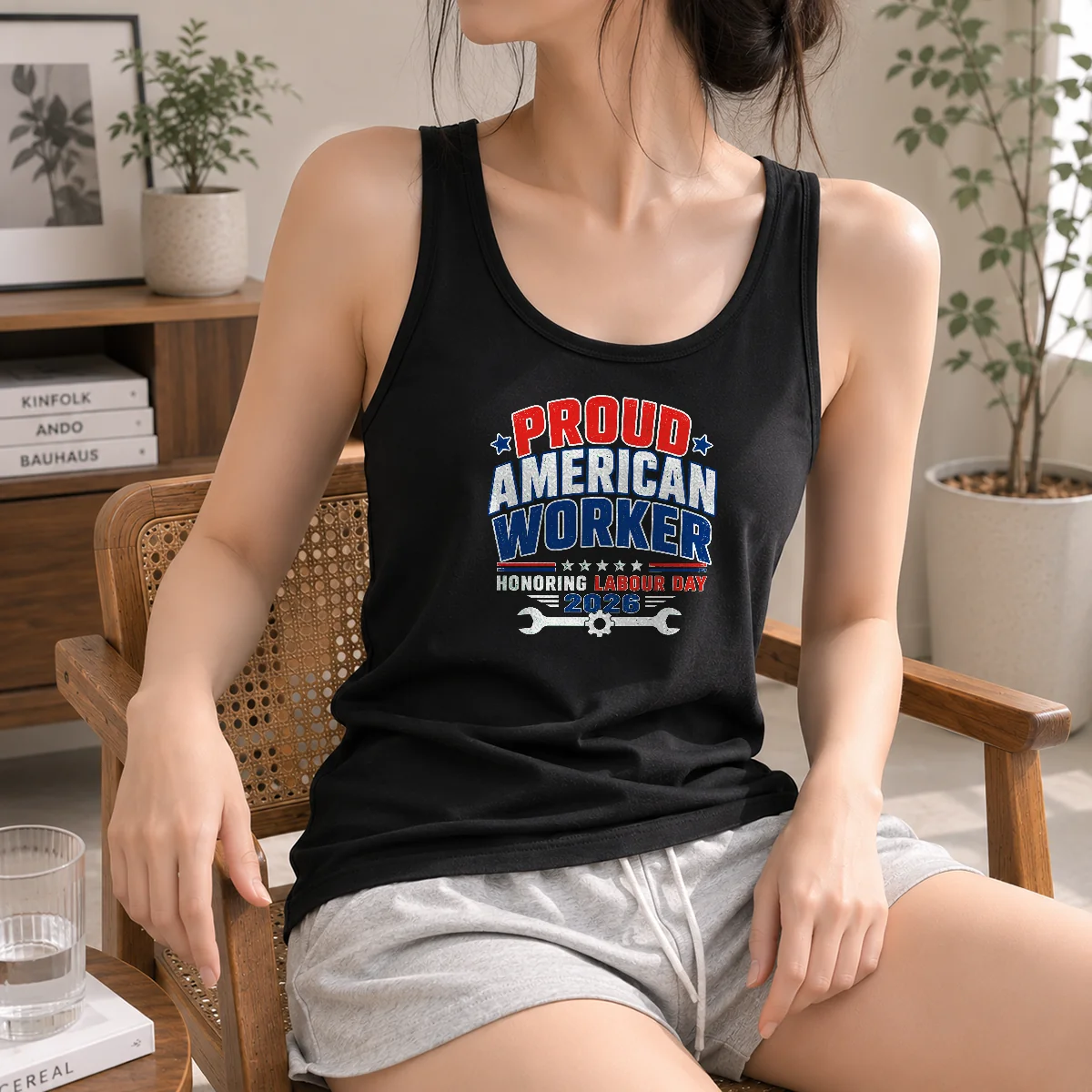 Awesome Pretty Labour Day Proud American Worker Typography Tank Top