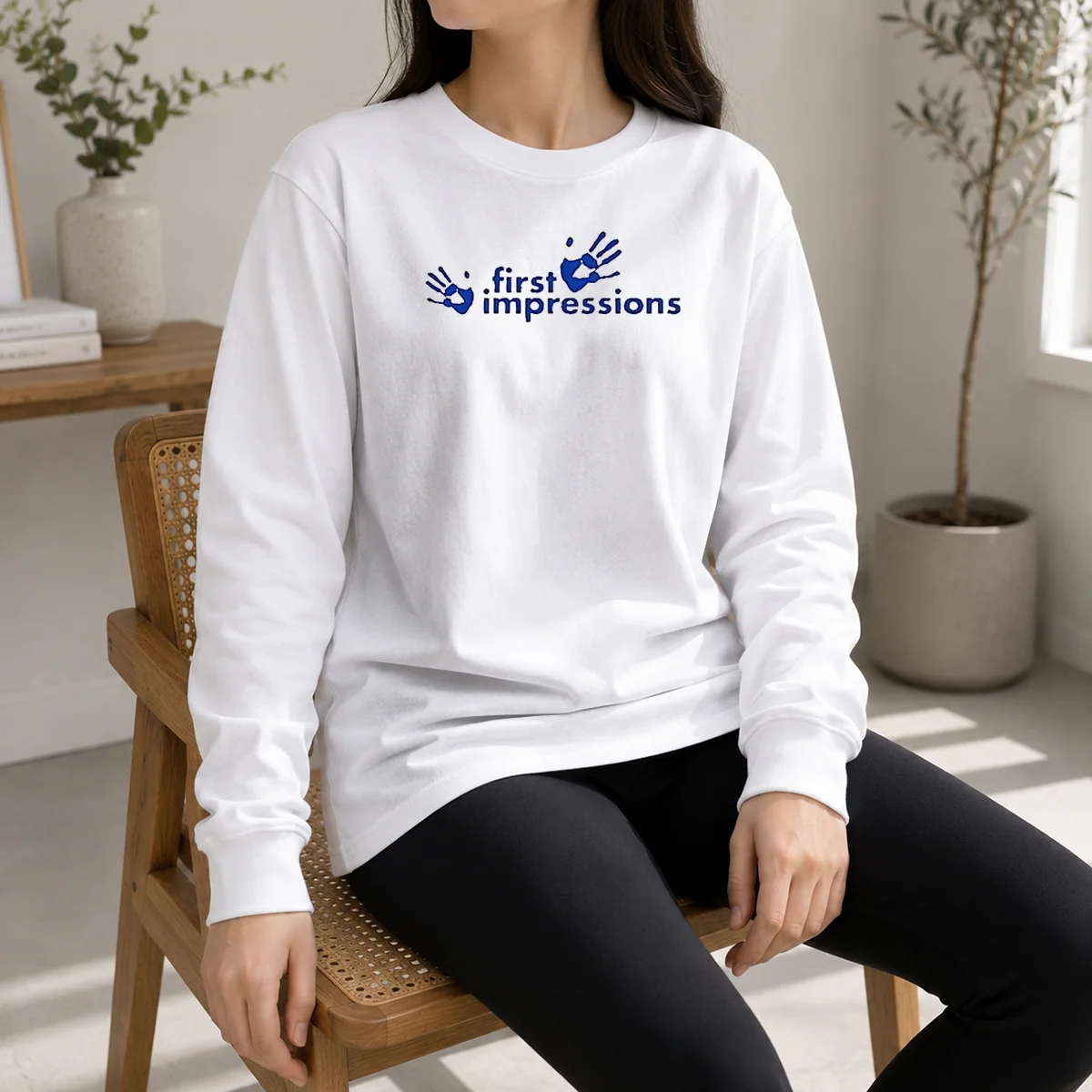 Hot Funny First Impressions Handprint Logo Long Sleeve Shirt