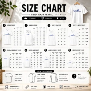 Size chart for Hot Funny First Impressions Handprint Logo with measurements in inches and cm to help choose the right fit