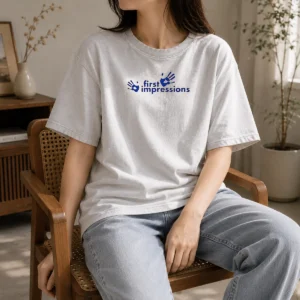 Hot Funny First Impressions Handprint Logo Washed T-Shirt