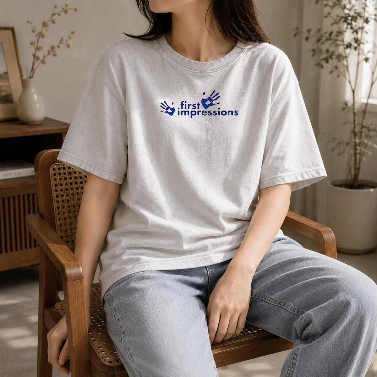 Hot Funny First Impressions Handprint Logo Washed T-Shirt