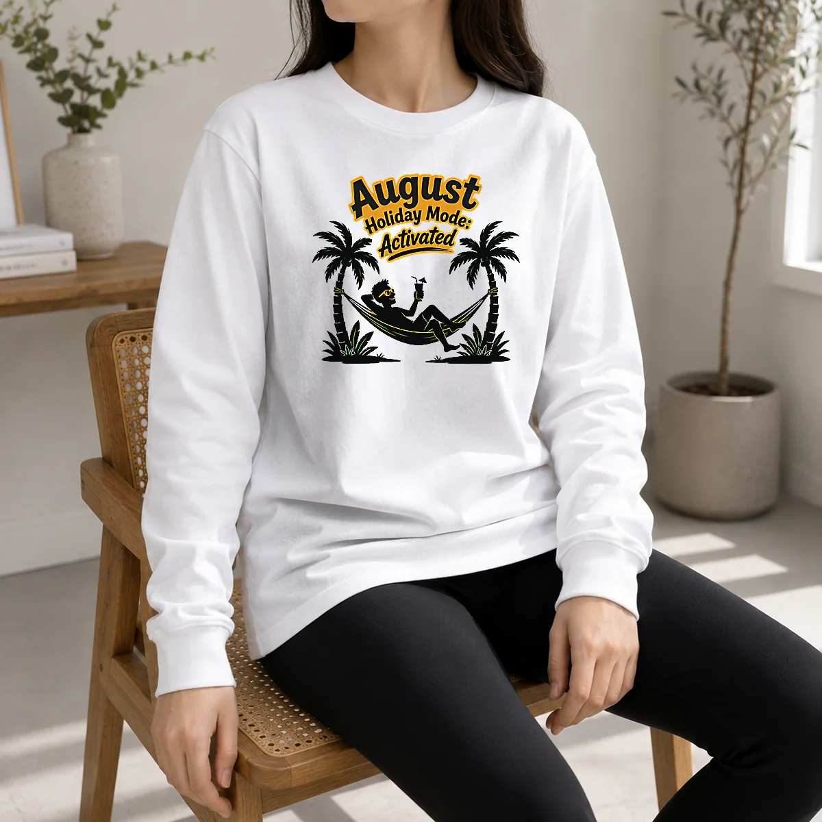 Hot Official August Holiday Silhouette For Proud Summer Relaxers Long Sleeve Shirt