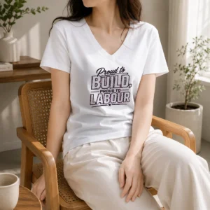 Hot Pretty Labour Day Pride Line Art For Builders V-Neck Shirt