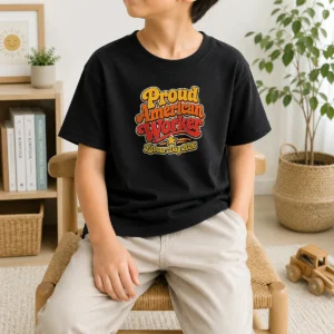 Hot Pretty Proud American Worker Labour Day 2026 Groovy Retro Kids T-Shirt