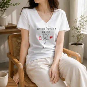 Official Awesome Donald Trump Is A Racist Cop Political Satire V-Neck Shirt