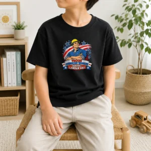 Premium Hot Patriotic Labour Day Worker Pop Art Kids T-Shirt
