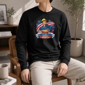 Premium Hot Patriotic Labour Day Worker Pop Art Long Sleeve Shirt