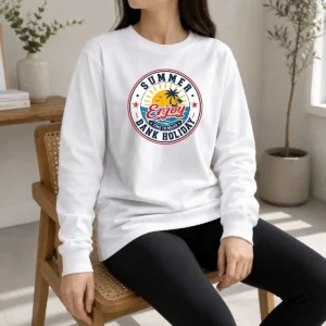 Premium Vintage Badge Summer Bank Holiday Enjoy Relax Palm Long Sleeve Shirt