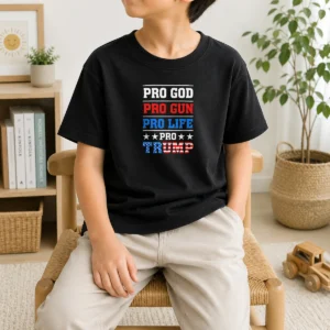 Pretty Pro God Pro Gun Pro Life Pro Trump Conservative Kids T-Shirt