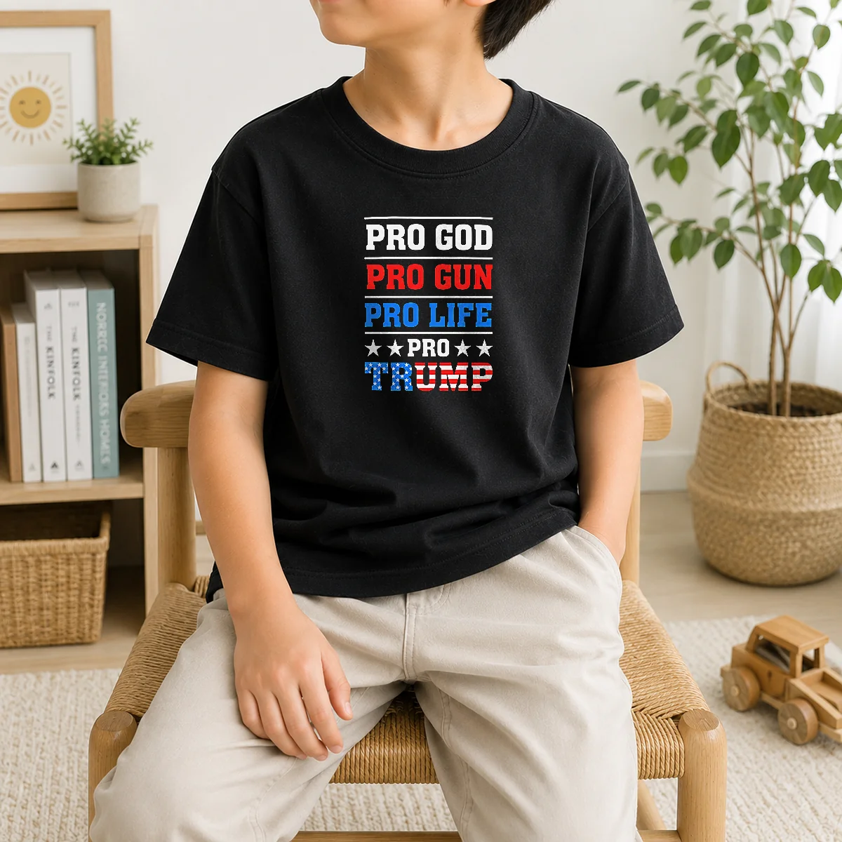 Pretty Pro God Pro Gun Pro Life Pro Trump Conservative Kids T-Shirt