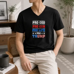 Pretty Pro God Pro Gun Pro Life Pro Trump Conservative V-Neck Shirt