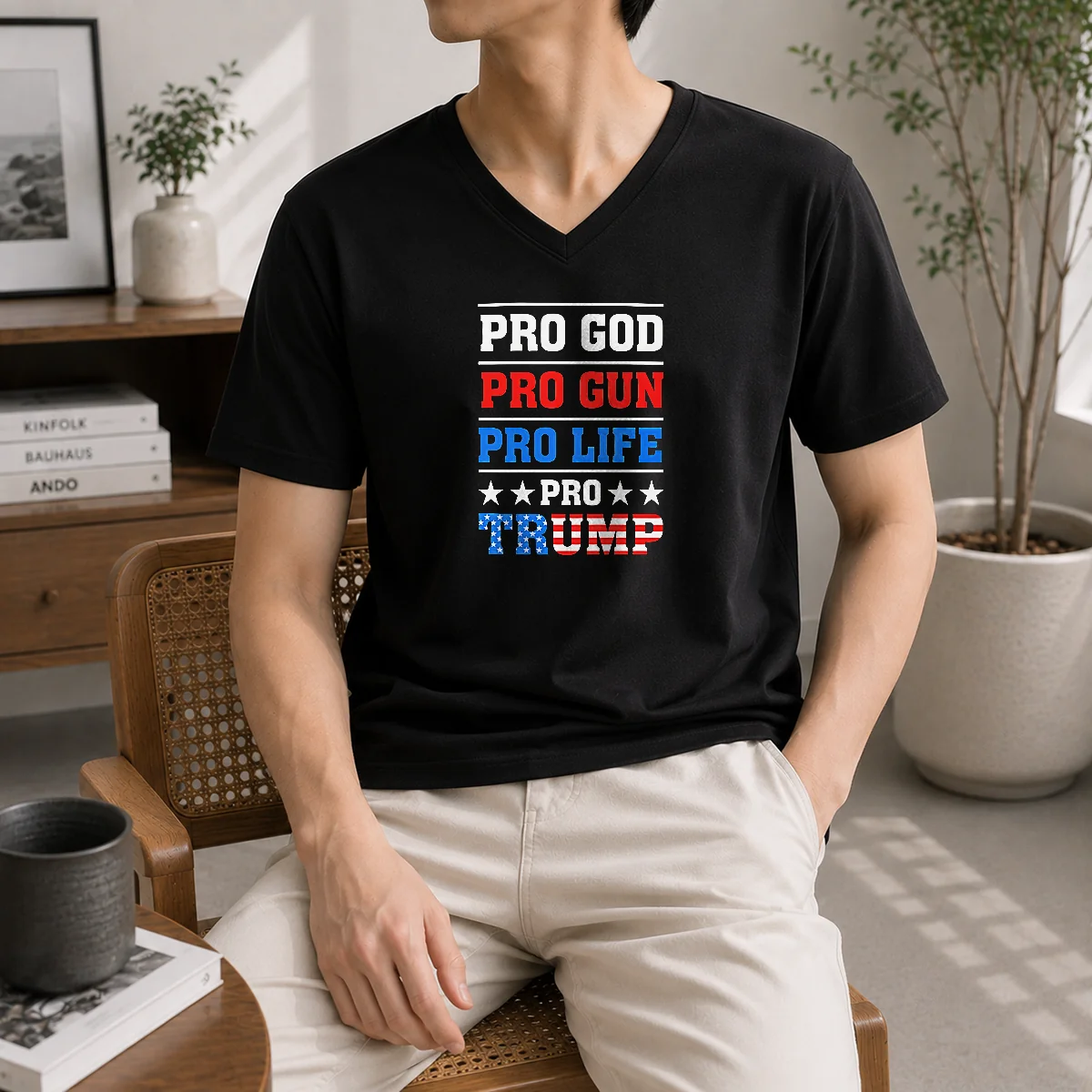 Pretty Pro God Pro Gun Pro V-Neck Shirt Pretty Pro God Pro Gun Pro V-Neck Shirt