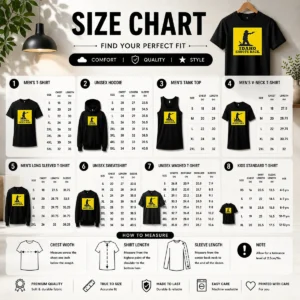 Size chart for Top Original Idaho Shoots Back with measurements in inches and cm to help choose the right fit