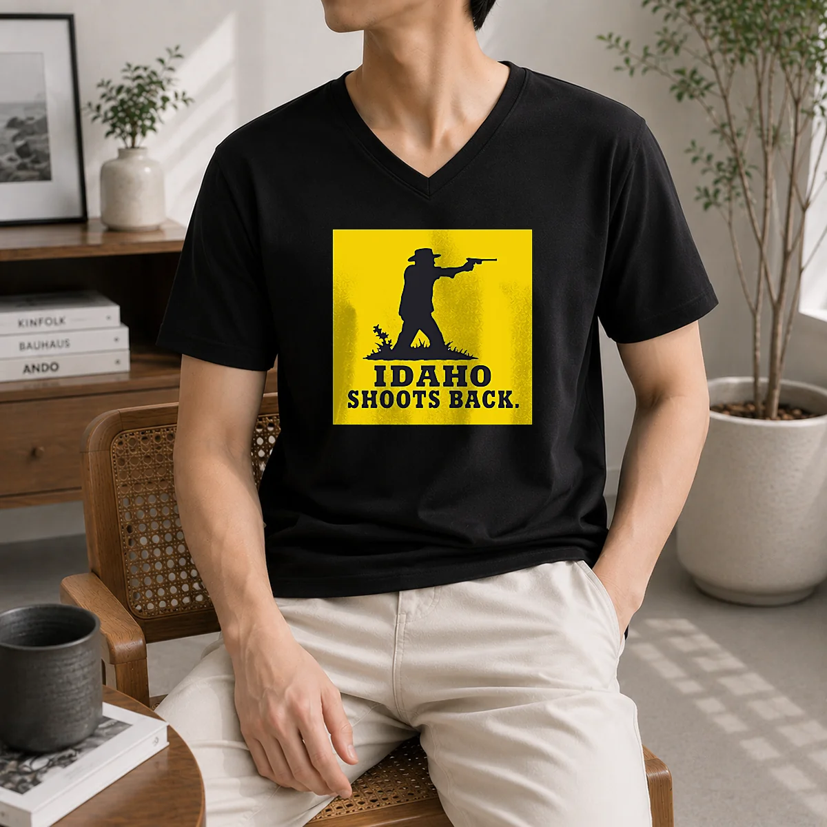 Top Original Idaho Shoots Back V-Neck Shirt Top Original Idaho Shoots Back V-Neck Shirt